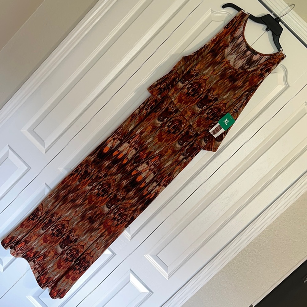 Brown Print Maxi Dress